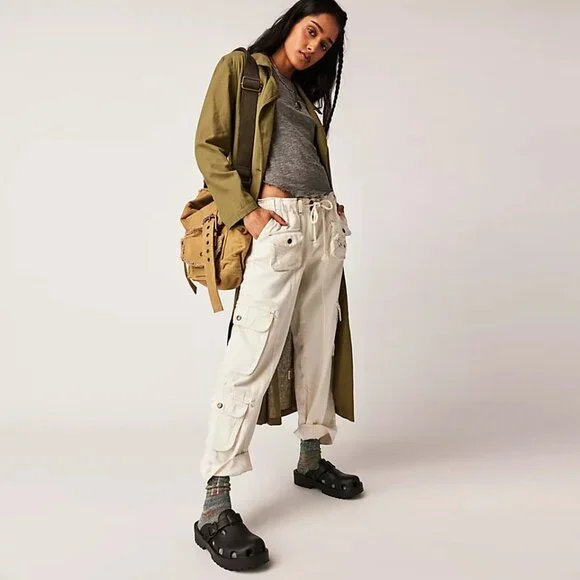 Free People Tahiti Herringbone Cargo Pants NWT - Picture 6 of 14